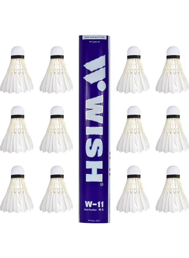 WISH W-11 Duck Feather Badminton Shuttlecocks | Tournament Quality | Pack of 12 - Image 1